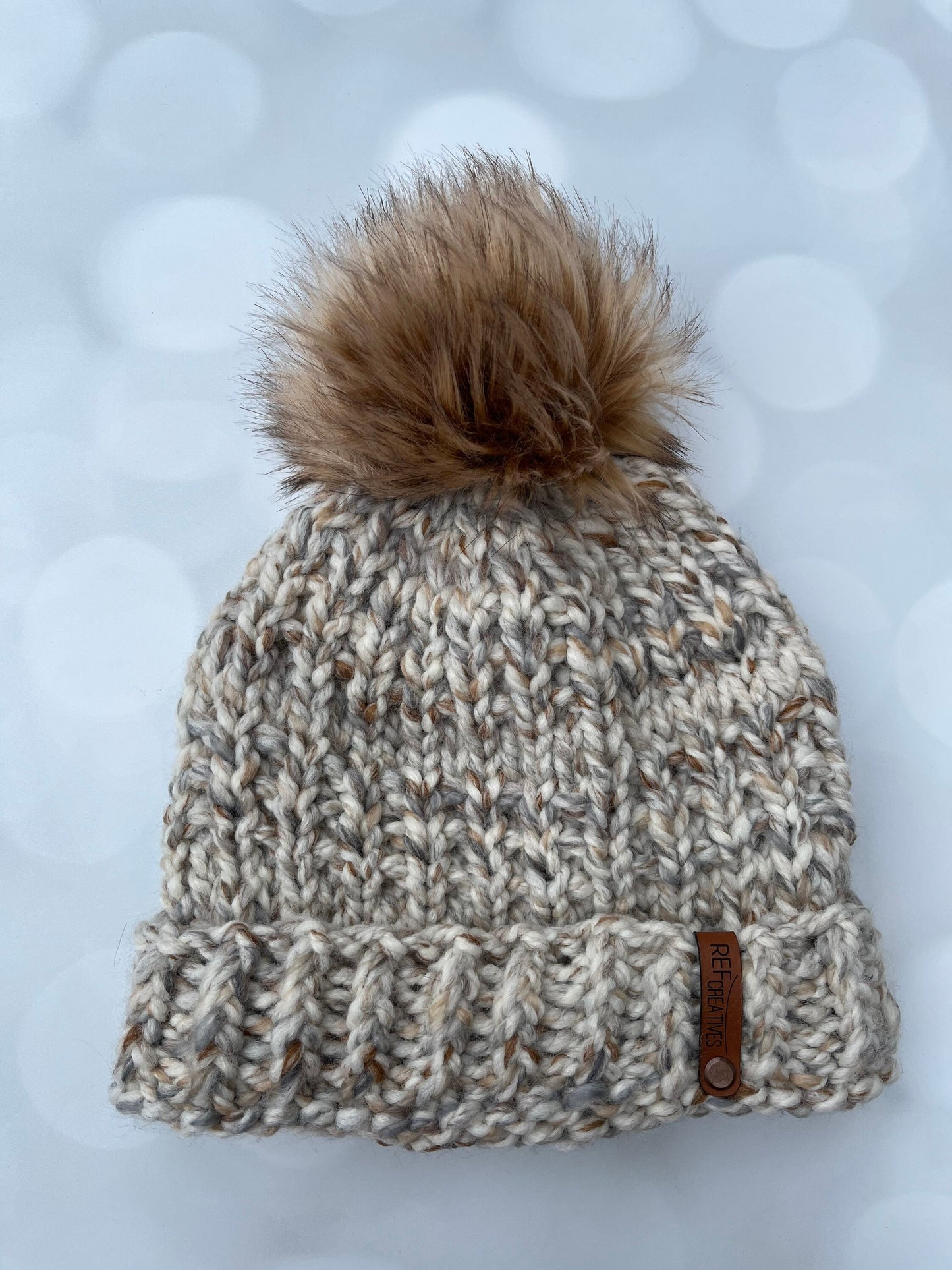 Cozy Neutrals Theo Beanie Hand Knit Hat with Hand Dyed Yarn