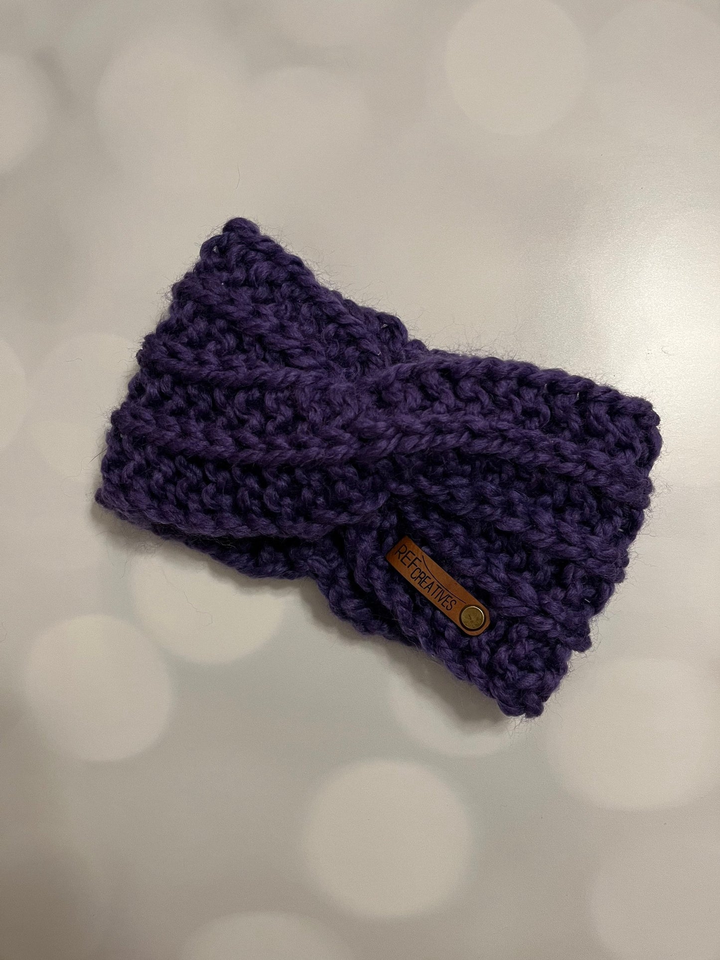 Purple Hand Knit Ear Warmer