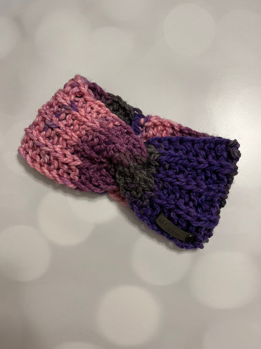 Pink and Purple Hand Crocheted Ear Warmer