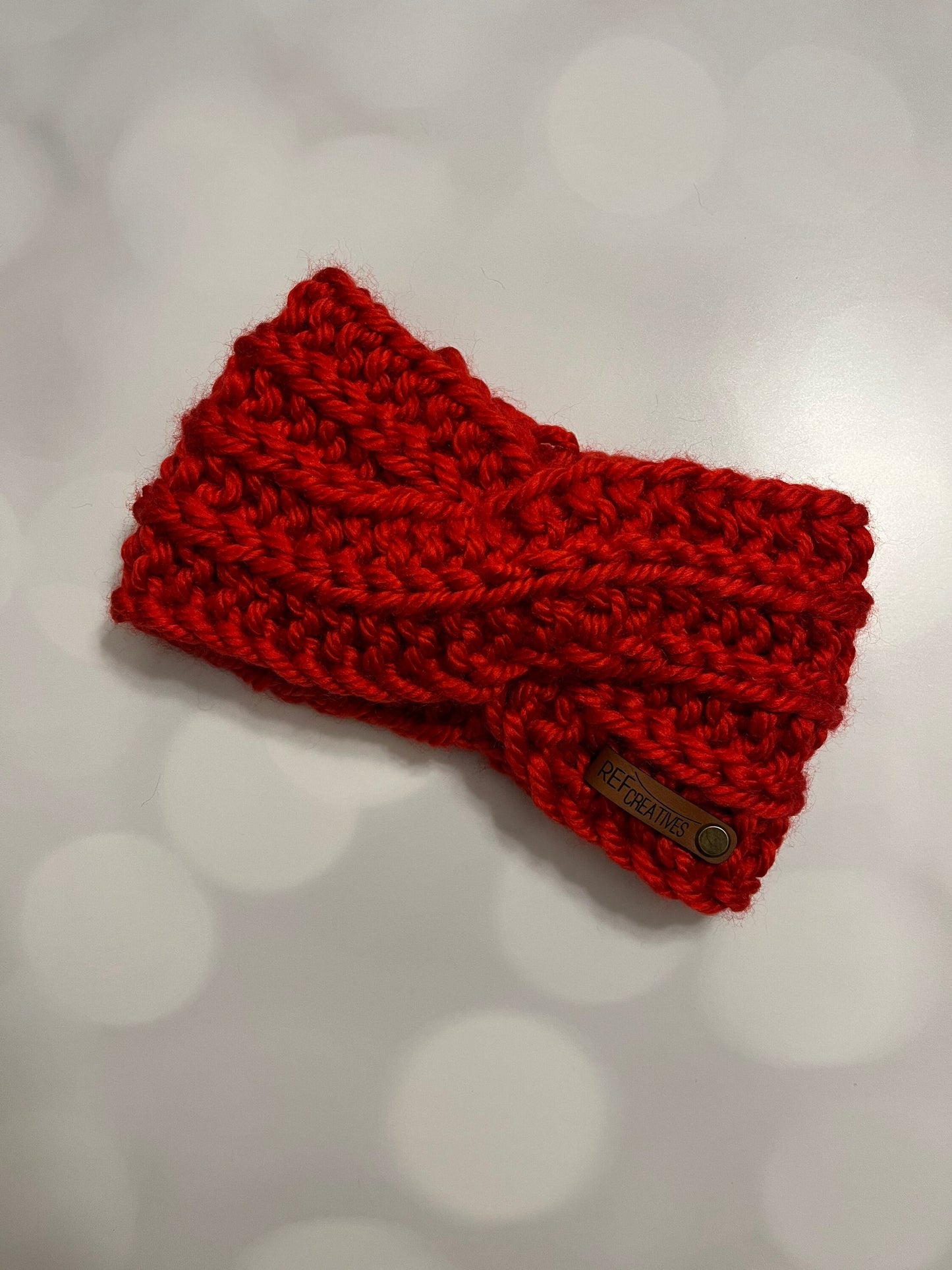 Red Hand Knit Ear Warmer