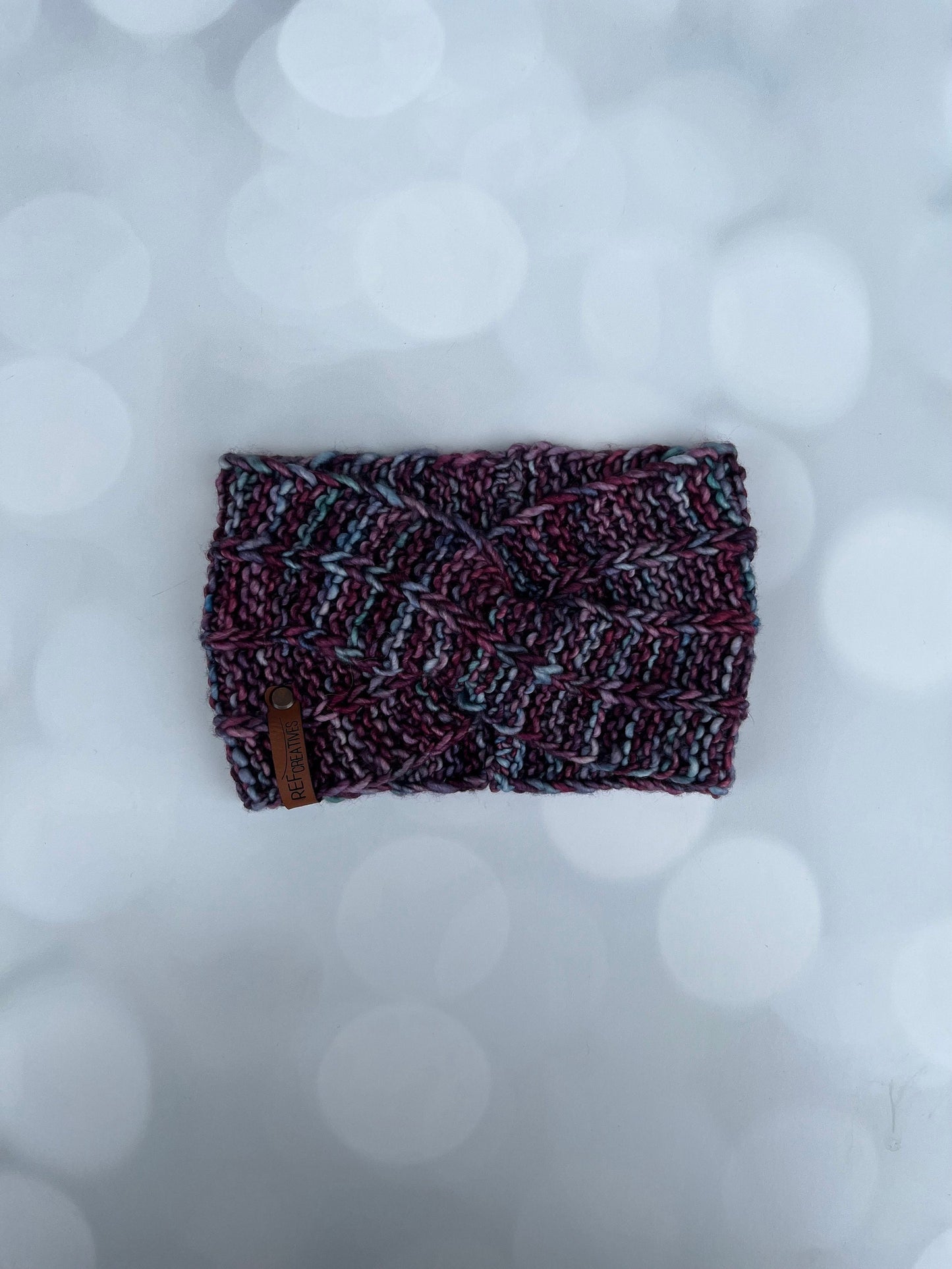 Light Weight Hand Knit Ear Warmer with Hand Dyed Yarn