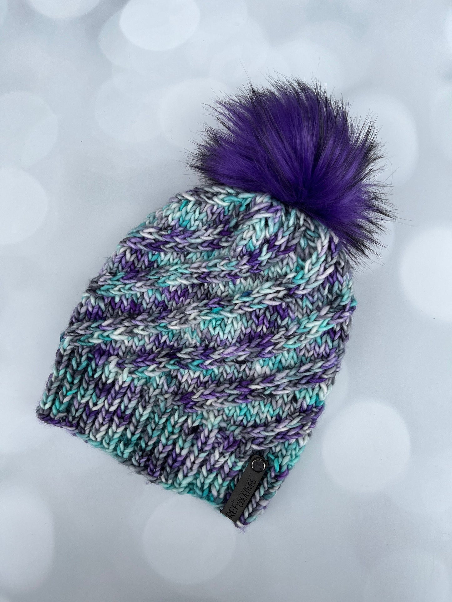 Ski Bum Swirls Hand Knit Hat with Hand Dyed Yarn