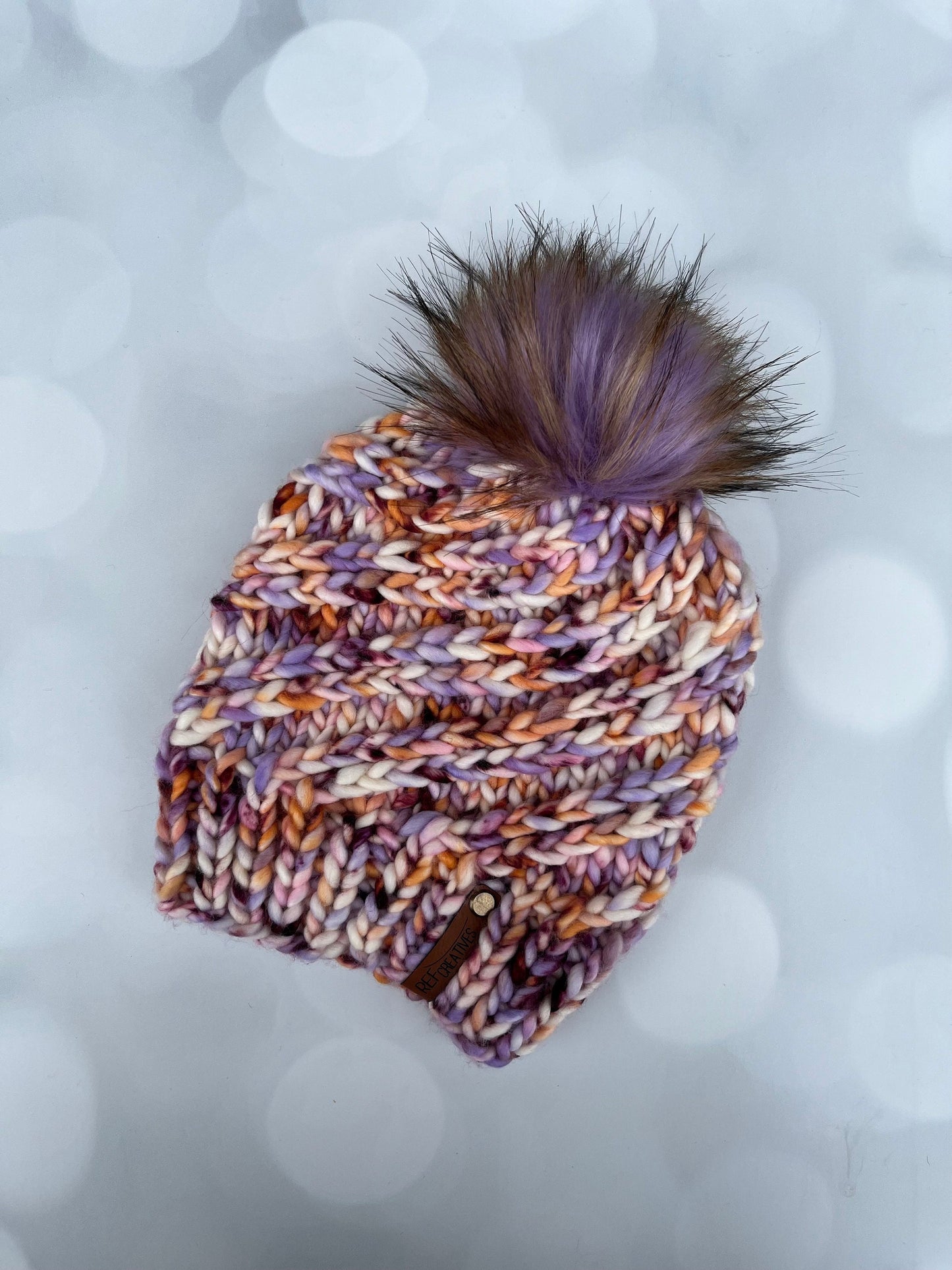 Pastel Sunset Swirls Hand Knit Hat with Hand Dyed Yarn