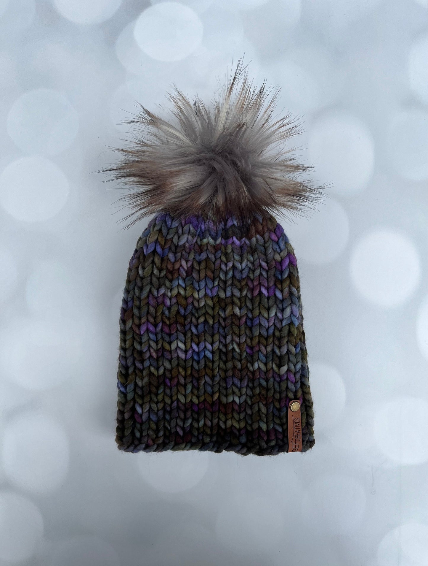 Luxury Merino Wool Classic Knit Hat - Blackberry Bush Classic Beanie Hand Knit Hat with Hand Dyed Yarn