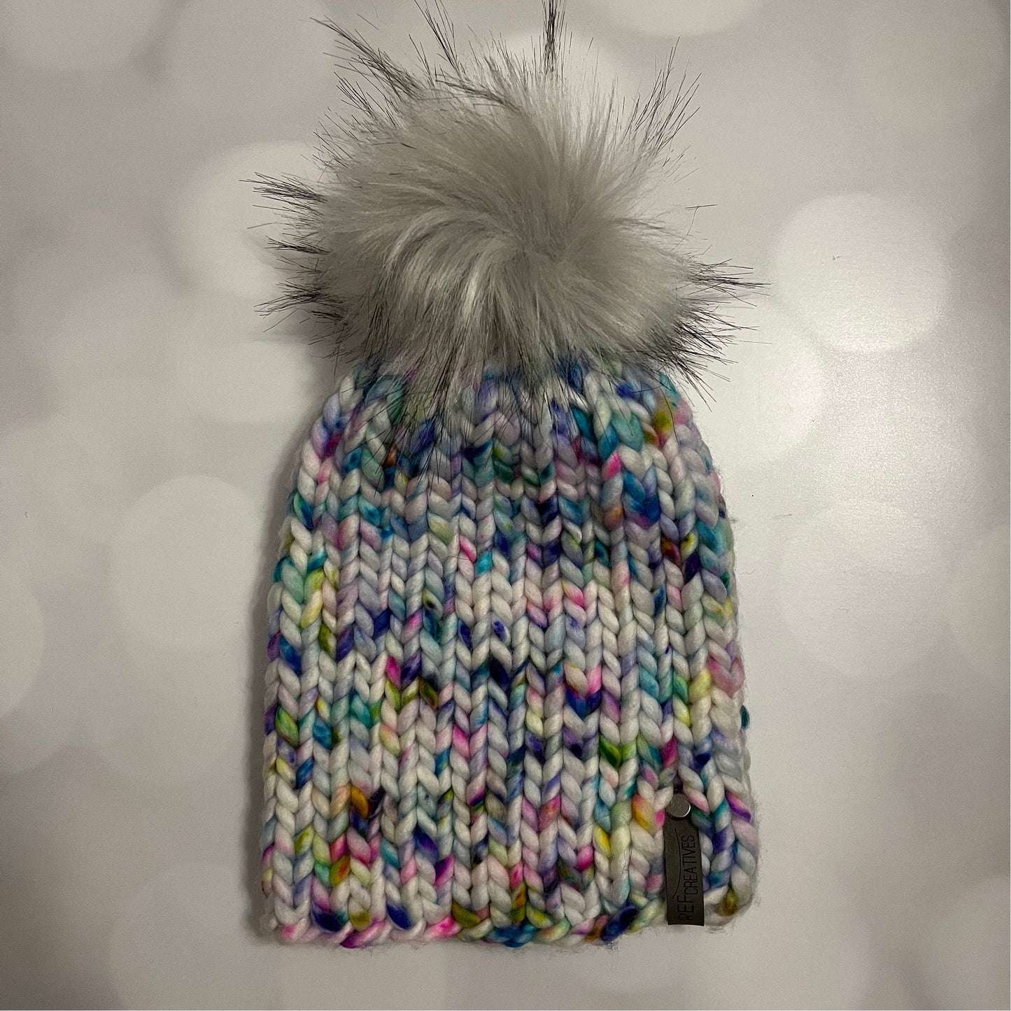 Luxury Neon Merino Wool Knit Hat - Speckled Neon Beanie Hand Knit Hat with Hand Dyed Yarn